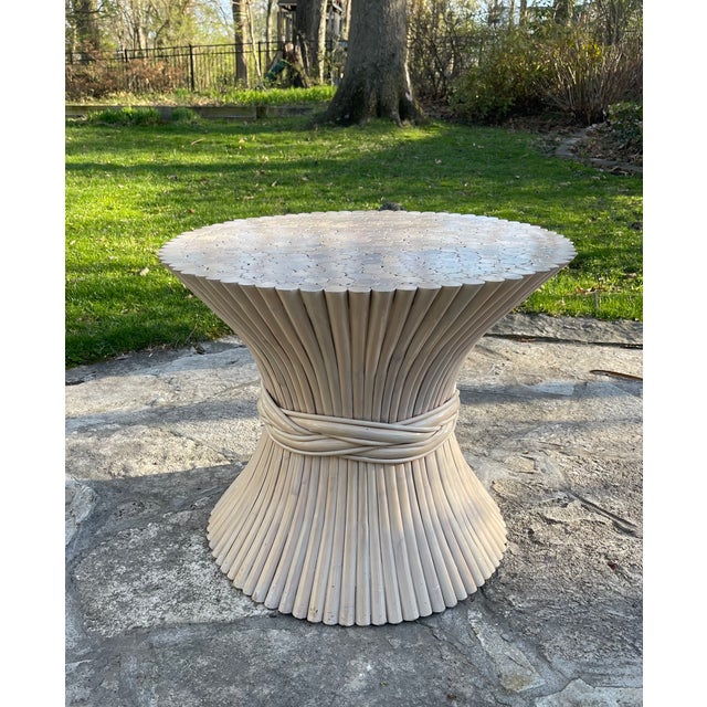 Late 20th Century McGuire Sheaf of Wheat Side Table Chairish