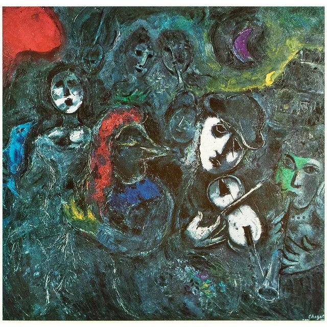 Excellent full-color print after the painting "Acrobats at Night" by Marc Chagall. Published by New French Editions in...
