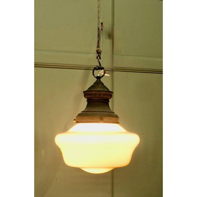 1930s Industrial Glass Ceiling Lights, 1930s, Set of 4 For Sale - Image 5 of 7