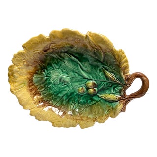 Antique Etruscan Majolica Oak Leaf Acorns Circa 1890’s Platter For Sale
