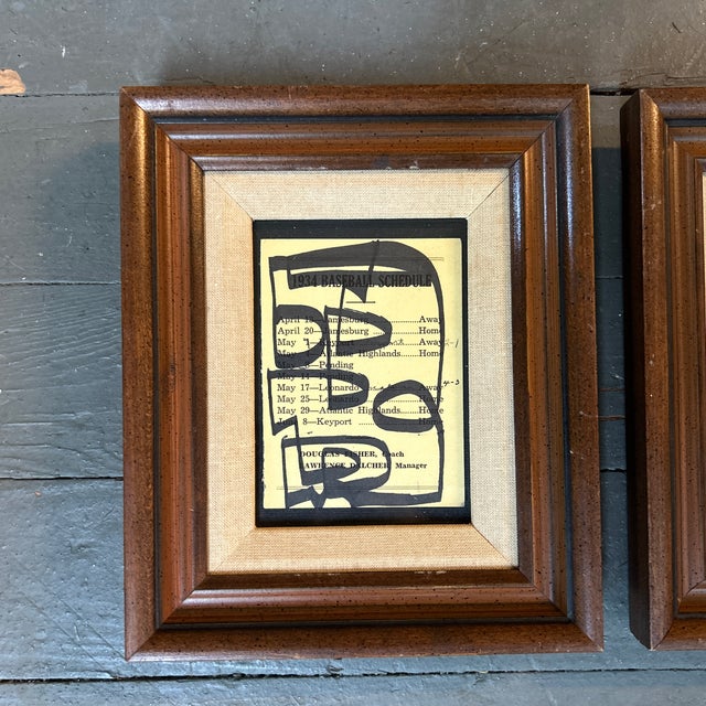 Set of two contemporary original Wayne Cunningham marker drawings on vintage paper. Each measure approximately 3.5x5 or...
