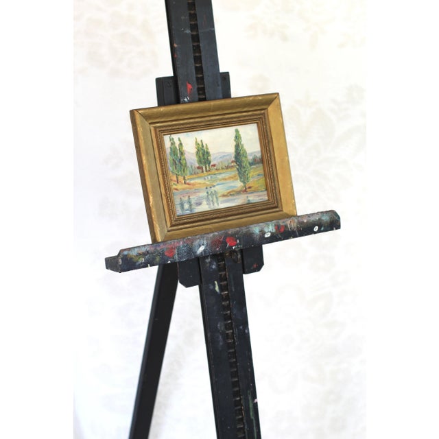 Late 19th Century Impressionist Antique Painting of Cypress Trees in a Gold Frame by Barrickman For Sale - Image 4 of 9