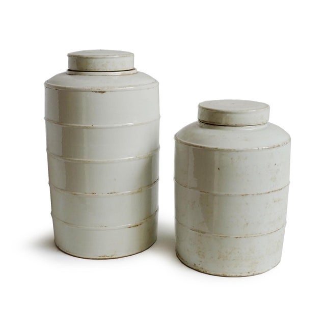 Vintage White Ceramic Jar with Lid Chairish