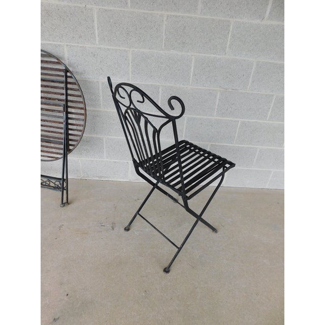Black Vintage French Style Wrought Iron Outdoor Dining Bistro 3 Piece Set "B" For Sale - Image 8 of 15