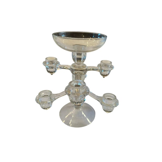 Vintage Pair of Vintage Cambridge Arm Stackable Glass Candlesticks For Sale In New York - Image 6 of 12