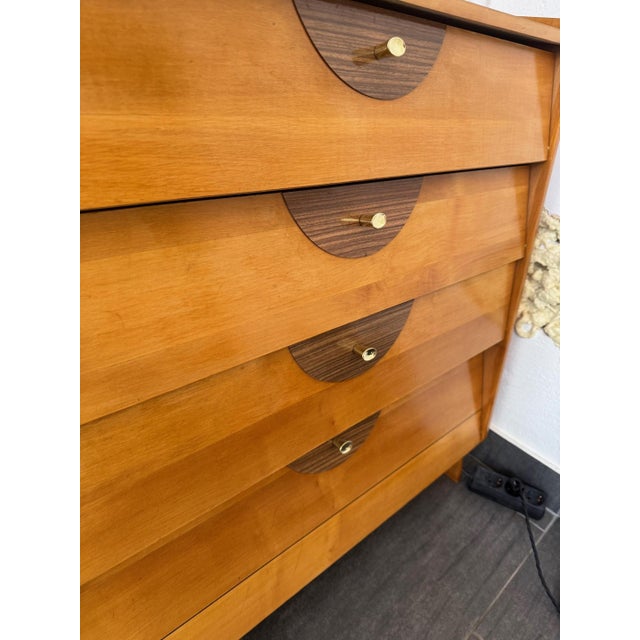 Mid-century shoe cabinet/shoe rack circa 1960 Made of wood, with four drop-down doors Good condition for its age