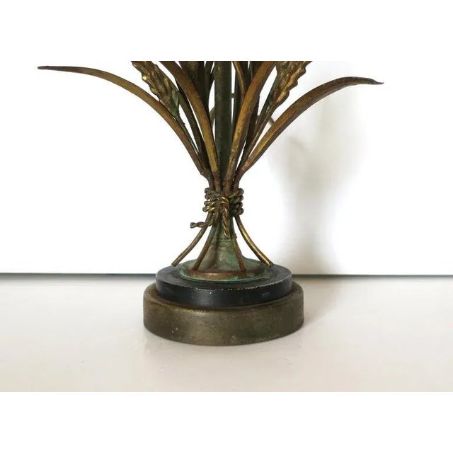 Italian Gold Gilt Brass Sheaf of Wheat Desk or Table Lamp After Maison Baguès For Sale - Image 9 of 13
