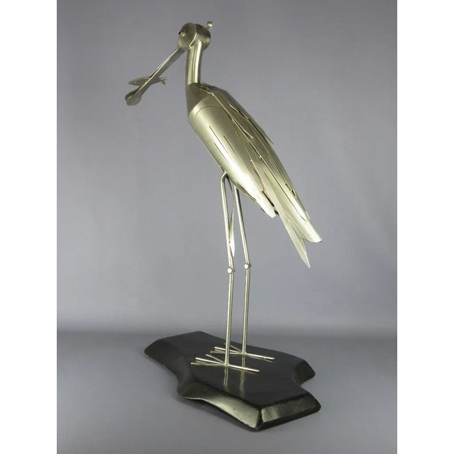 Modern Italian Modern Steel Heron Bird Sculpture, 1980s For Sale - Image 3 of 11