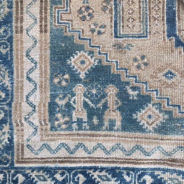 Antique Rug | Soft Blue & Ivory Geometric Design | 4'1" X 5'9" For Sale In Houston - Image 6 of 6