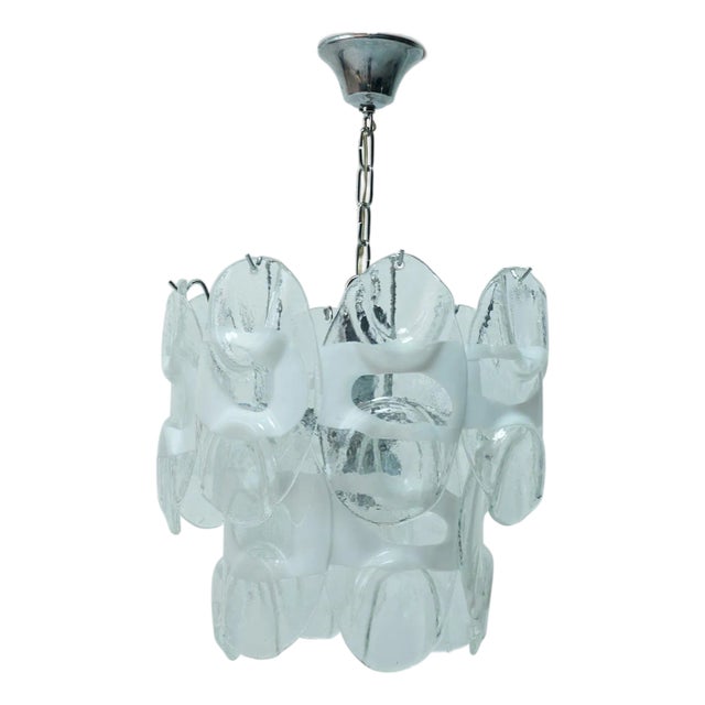1960s Gino Vistosi Attributed Glass & Chrome Pendant For Sale