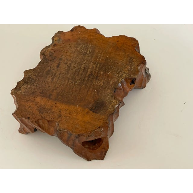 Vintage tree stump wood carved plant stand.