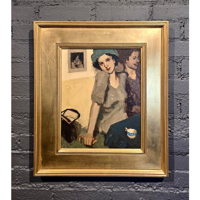 Milt Kobayashi - Girlfriends at a Restaurant -Oil painting Contemporary American Expressionist - Oil painting on Canvas -...