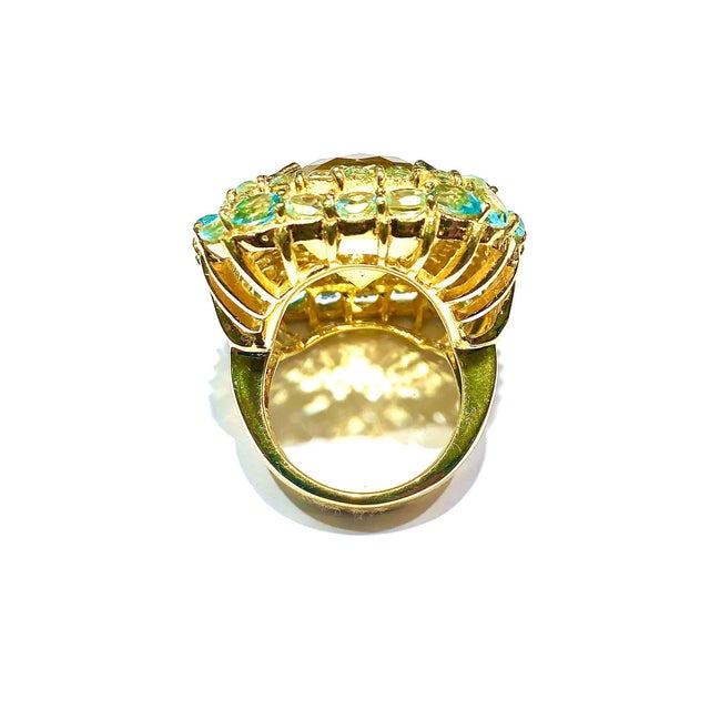 Bochic "Orient" Lemon Quartz, Topaz & Peridot Cocktail Ring Set 18K Gold&Silver For Sale - Image 12 of 18
