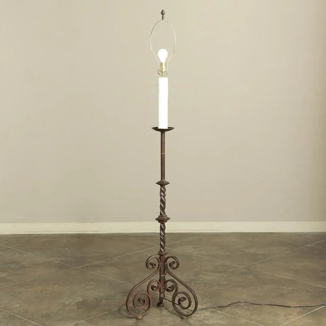 Late 19th Century 19th Century Torchere Wrought Iron Floorlamp For Sale - Image 5 of 8