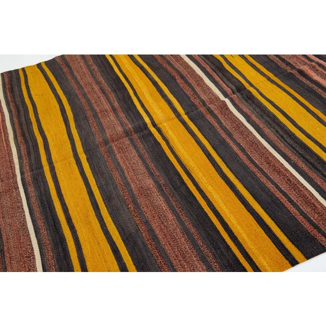 1960s Vintage Kilim Handmade Multicolor Geometric Wool Rug For Sale In New York - Image 6 of 7