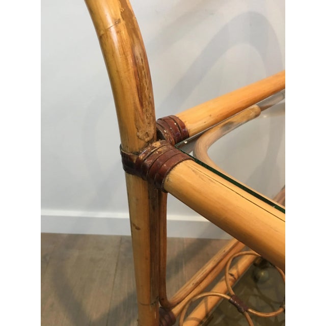 1950s Interesting Rattan Drinks Trolley with Leather Links, French, circa 1950 For Sale - Image 5 of 13