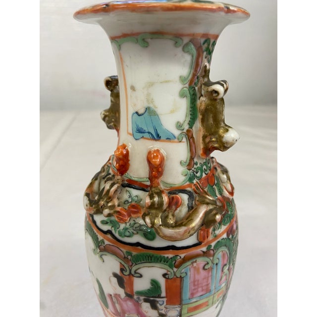 Ceramic Small Chinese Rose Medallion Vase For Sale - Image 7 of 12