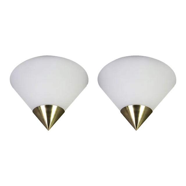 German Opal Glass Sconces by Limburg, Set of 2 For Sale