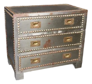 Restoration Hardware Style Metal Campaign Style Trunk Dresser
