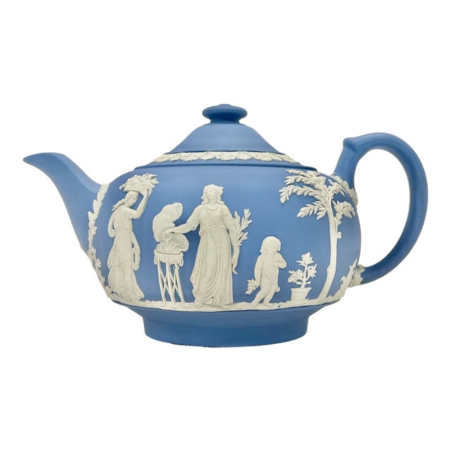 Vintage Mid Century 1960s Wedgwood Jasperware Sacrifice Teapot For Sale