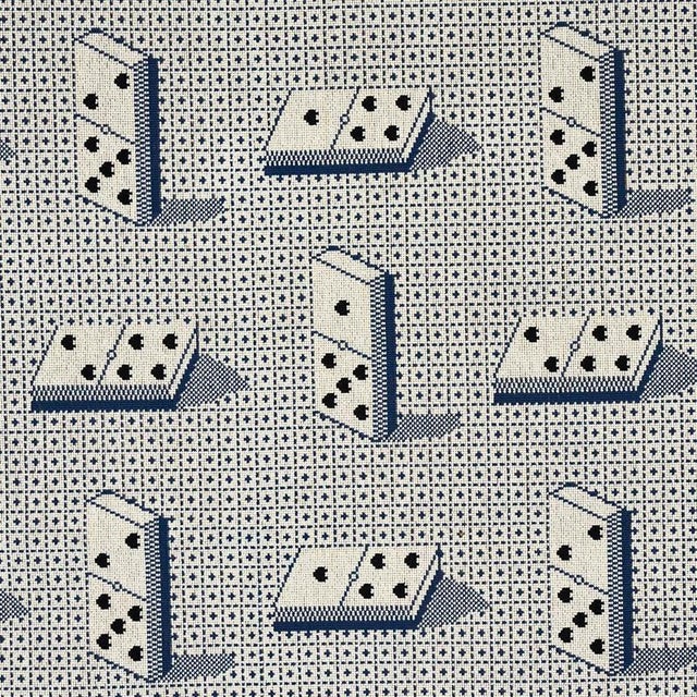Sample - Schumacher Domino Epingle Fabric in Blue For Sale