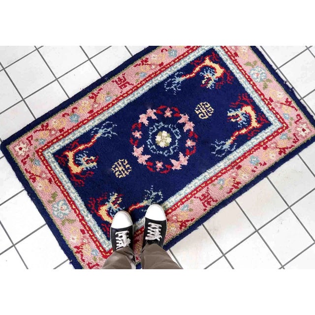 1960s Vintage French Savonnerie Rug 2.9' X 4.5' For Sale - Image 10 of 11