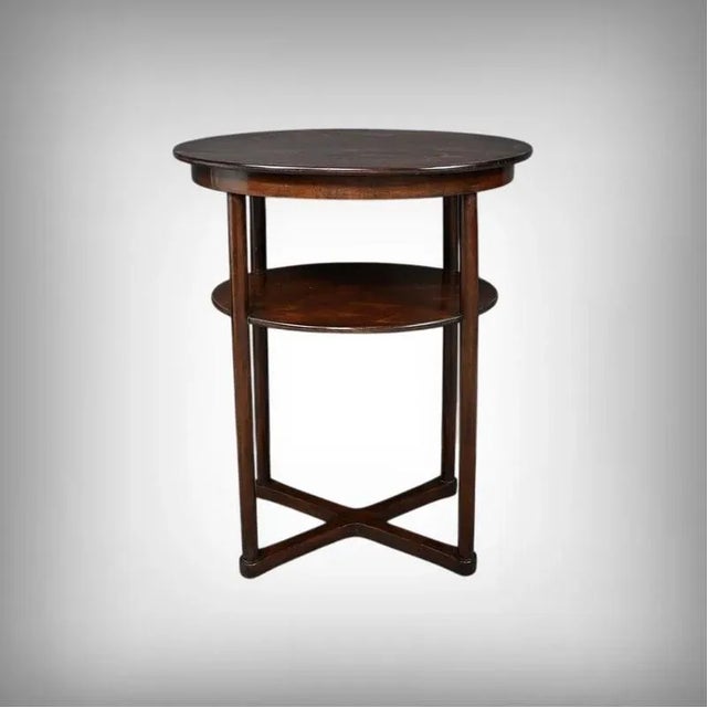 Art Deco Beech Pedestal Table by J. Hoffmann, 1930s, in Restored conditions. Designed 1920 to 1949
