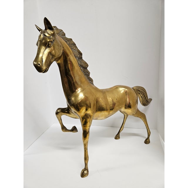 This very large brass horse, almost 22 inches in length, would look great with a variety of décor, from traditional to...