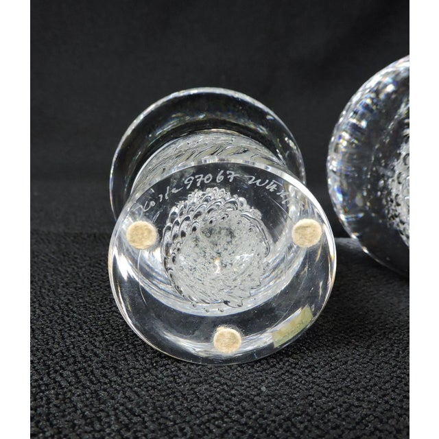 Glass Set of Two 1970s Kosta Boda Crystal Paperweights Mushroom & Owl by Lindstrand, Warff For Sale - Image 7 of 9