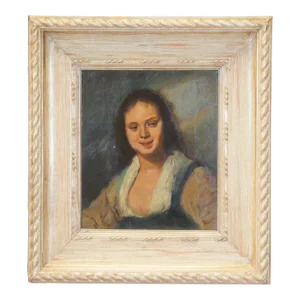 Antique Frans Hals the Girl La Bohémienne Oil Portrait Painting 18"