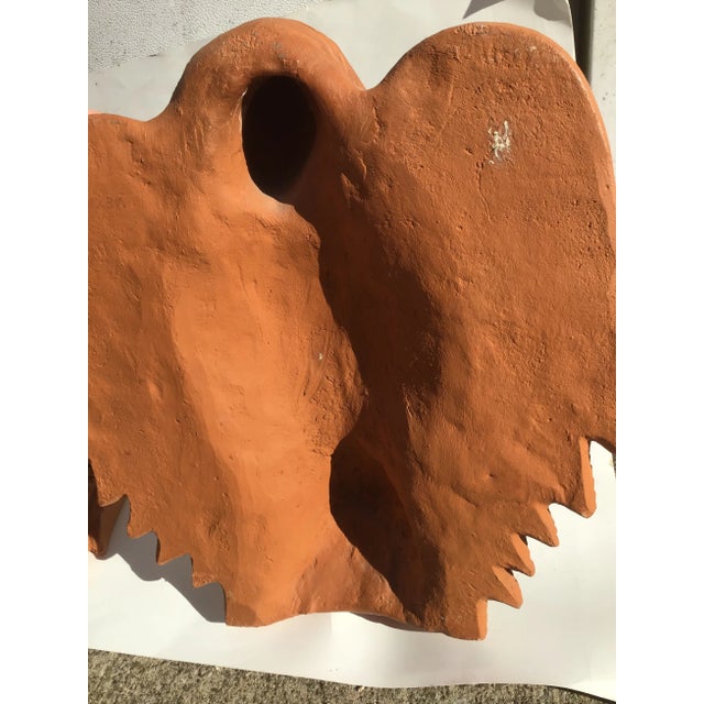 Ceramic Mid 20th Century Terracotta Pottery Angel Girl With Wreath Wall Sculpture Mexico For Sale - Image 7 of 9