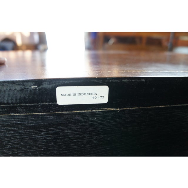 Vintage French Louis XVI Tooled Leather Bombe Chest Dresser Commode 44" For Sale - Image 4 of 12