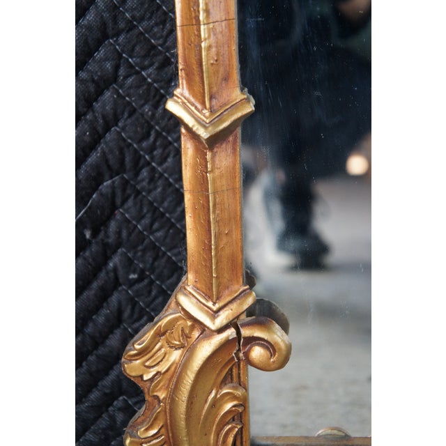 Late 20th Century Late 20th Century Chinese Chippendale Gold Regency Pagoda Acanthus Wall Vanity Mantel Mirror 45" For Sale - Image 5 of 11