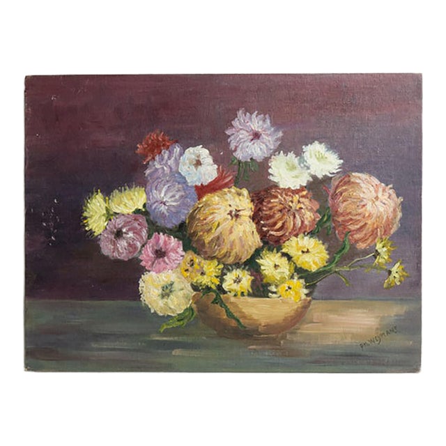 Mid 20th Century Belgium Red Canvas Painting For Sale