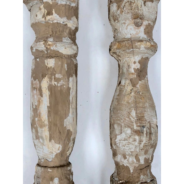 1920s French Wood Chippy Paint Balusters - a Pair For Sale In Dallas - Image 6 of 10