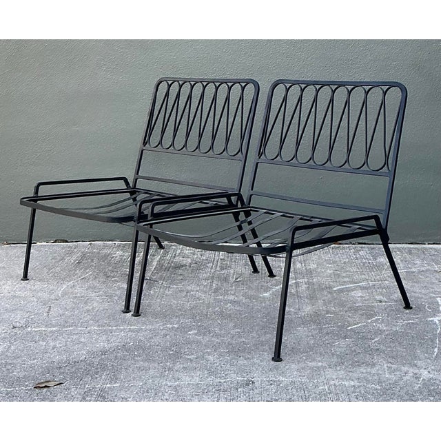 Vintage MCM Salterini Ribbon Wrought Iron Lounge Chairs, Attributed - A Pair For Sale - Image 11 of 12