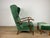 Set of Lounge Chair with Ottoman in Wood and Green Velvet by Paolo Buffa, 1950s For Sale - Image 6 of 9