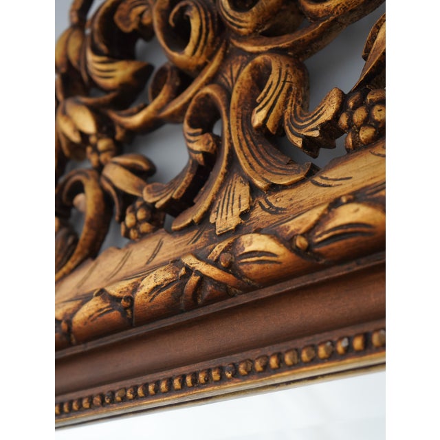 Gold Monumental Large Gold Finish Ornate Frame Mirror For Sale - Image 8 of 13