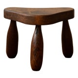 French Brutalist Wooden Tripod Stool in Oak, 1950s For Sale
