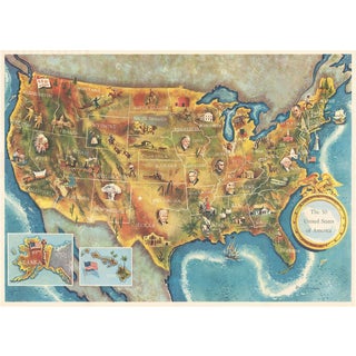 American Election Map and Presidential Fact Sheet, 1960 For Sale