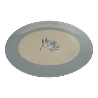 Vintage Flintridge China California Blue W Platinum Borders 14" Platter For Sale