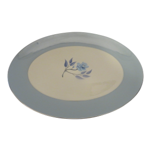 Vintage Flintridge China California Blue W Platinum Borders 14" Platter