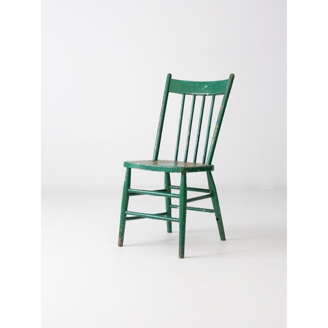 Antique Green Wood Spindle Back Chair | Chairish