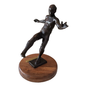 Vintage Mid Century Signed Bronze Footballer Sculpture