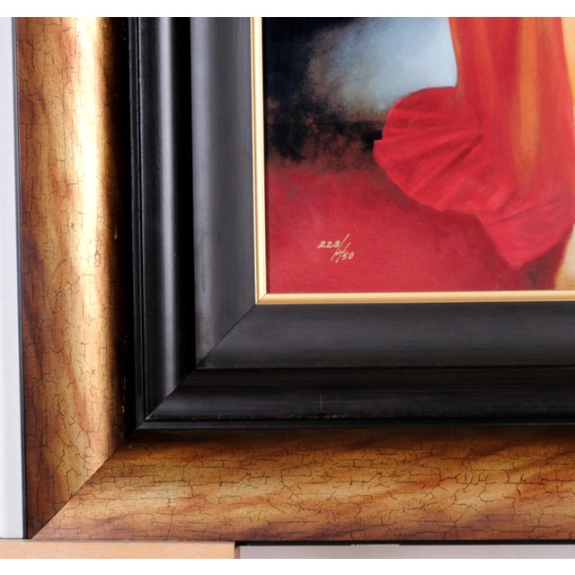 Wood 2015 Michael Cheval "Inspiration" Limited Edition 223/450 Framed Crackled Golden Wood Inner Black Wood Frame Filet Color Dye Sublimation on Aluminum For Sale - Image 7 of 9