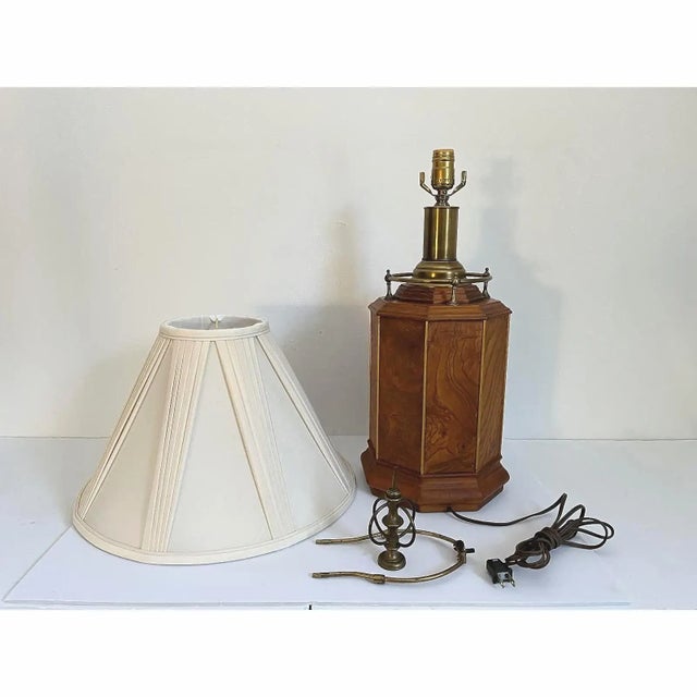 1960s Burl Wood Column Lamp & Shade by Knob Creek For Sale - Image 17 of 18