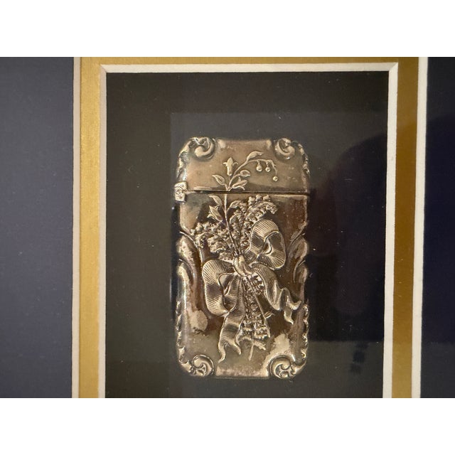Framed Collection of Late 19th Twelve Antique and Vintage Match Safes / Vesta Cases For Sale - Image 9 of 16
