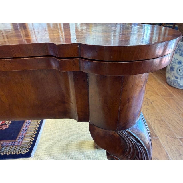 Antique Game Table/Flip Top Wall Table Burlwood For Sale - Image 12 of 12