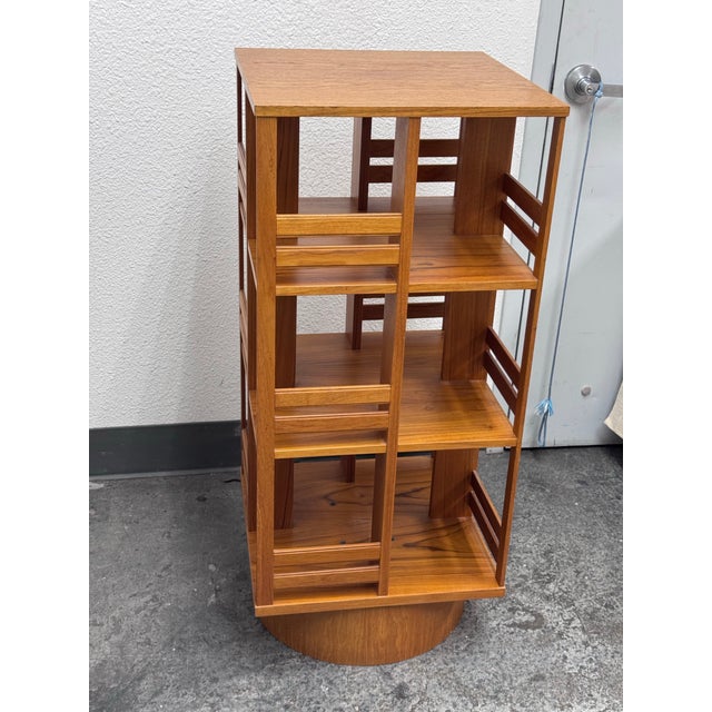 Scandinavian Teak Wood Spinning Bookcase For Sale In San Francisco - Image 6 of 12