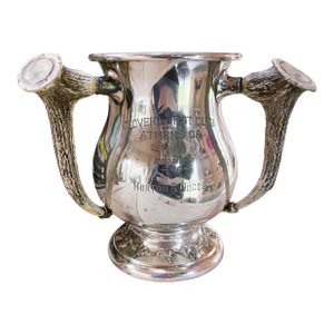 1908 Silver Plated Athens Ga Golf Trophy With Deer Antler Handles
